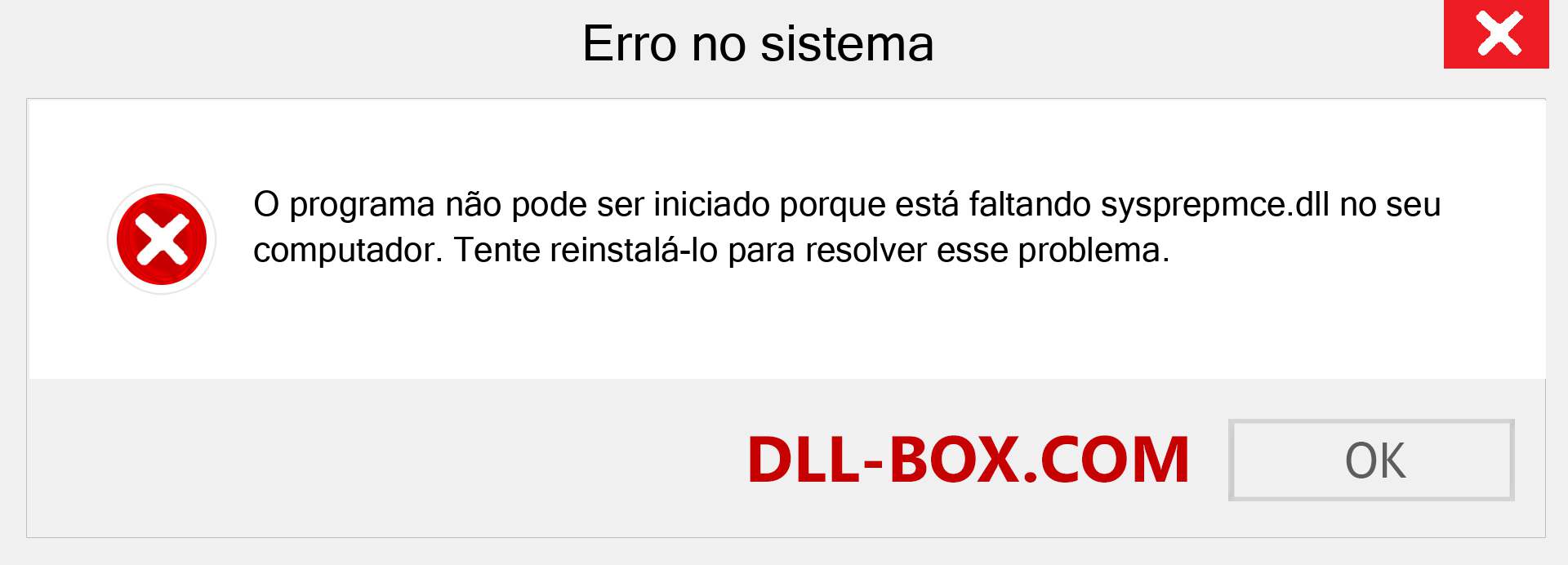 Arquivo sysprepmce.dll ausente ?. Download para Windows 7, 8, 10 - Correção de erro ausente sysprepmce dll no Windows, fotos, imagens